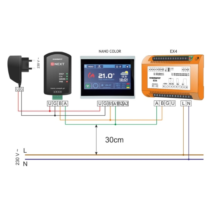 MODUŁ INTELIGENTNEGO OBIEKTU EX4 STEROWANY  CENTRALĄ CWPP350,  CWPP 420, CWPP 600 , CWPP800, A-180, A-300, A-250 CWK-450 CWK-600