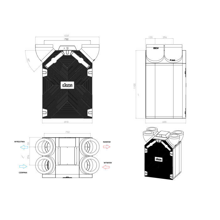 Centrala wentylacyjna CHR 550/200 GÓRNA  EPP