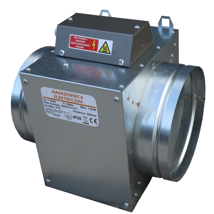 Nagrzewnica elektryczna kanałowa PTC 1,5KW 200mm+przekaznik