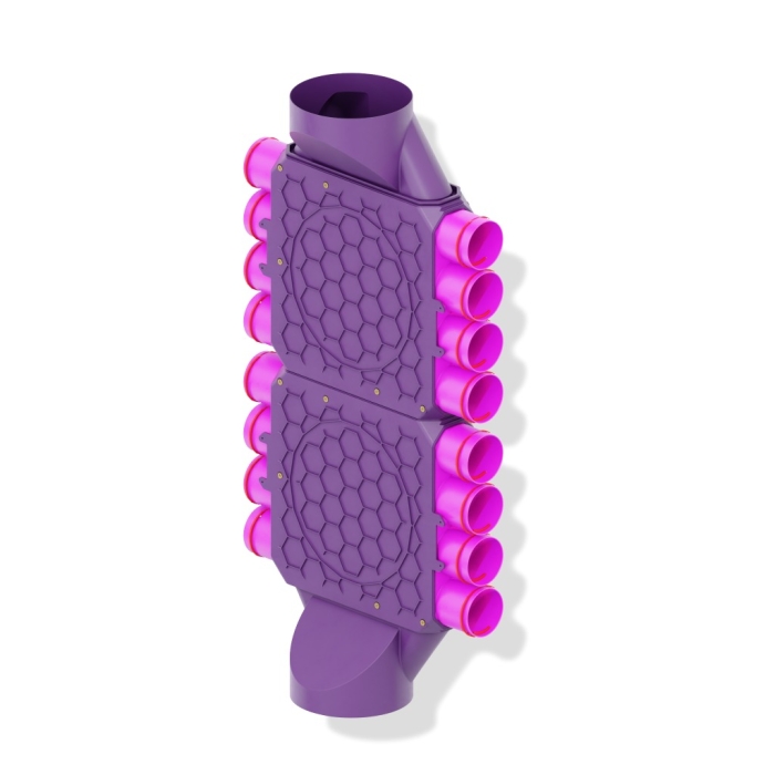 Skrzynka rozdzielcza dwumodułowa przelotowa poprzeczna 200mm, 16x75mm + uszczelki modułowe 2kpl +uszczelki fi 75 16zt + zapinki strong 16szt
