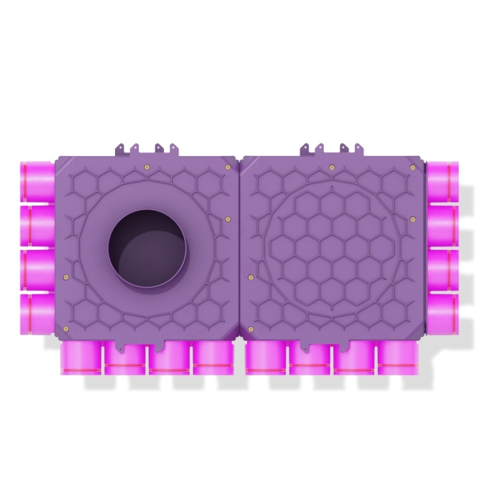 Skrzynka rozdzielcza dwumodułowa zamknięta 160mm, 16x75mm + uszczelki modułowe 2kpl + uszczelki fi 75 16szt + zapinki strong 16szt