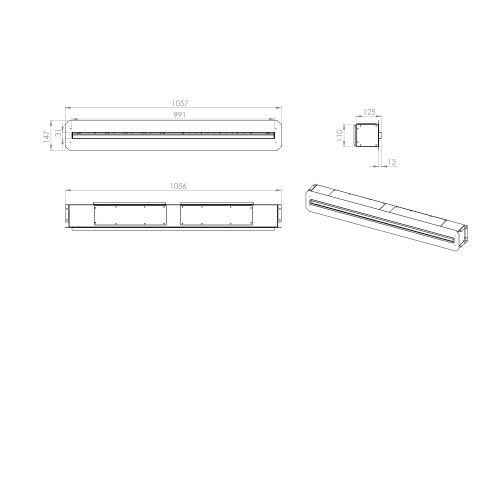 Nawiewnik liniowy szczelinowy GK 1000mm 6x90  DO ZABUDOWY CZOŁO Z BLACHY KWASOWEJ