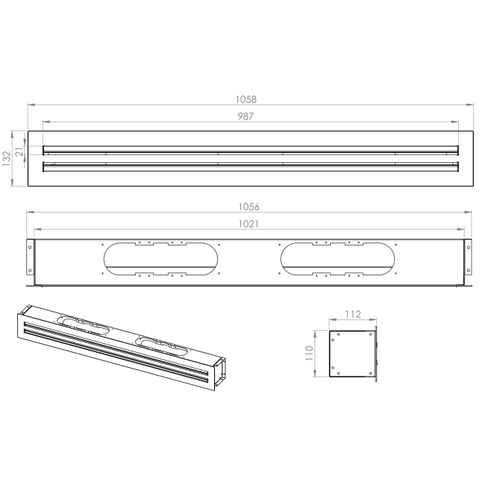 NAWIEWNIK LINIOWY 1000mm 2 szczelinowy 10x63mm