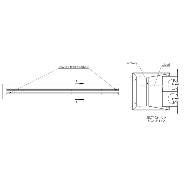 NAWIEWNIK LINIOWY 1000mm 2 szczelinowy 10x63mm