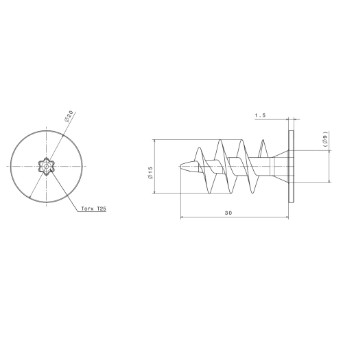 Wkręt plastikowy 15x30 Torx T25 100szt