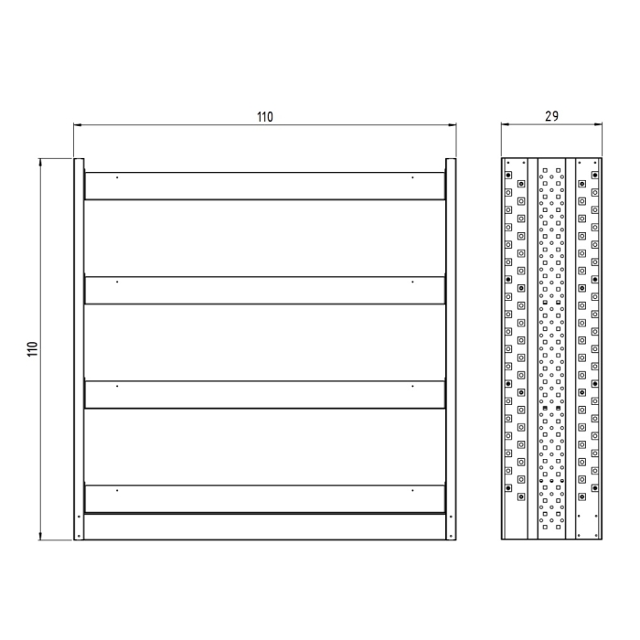 Regał do zabudowy samochodowej warsztatowej 110x29  M-R-29-110-4P