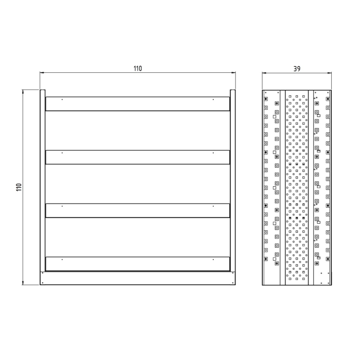 Regał do zabudowy samochodowej warsztatowej 110x39  M-R-39-110-4P