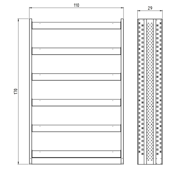 Regał do zabudowy samochodowej warsztatowej 170x29  M-R-29-170-6P
